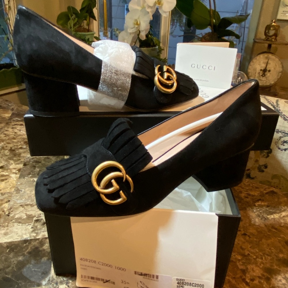 NIB Gucci kid Scamosciato Nero loafer 35.5
